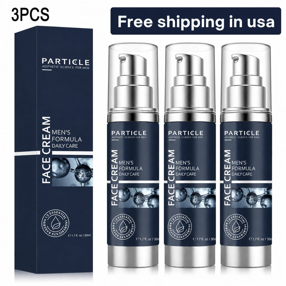 Particle Men's Formula Daily Face Cream | Hydrating Anti-Aging Moisturizer for Men | 1.7 fl oz / 50 mL